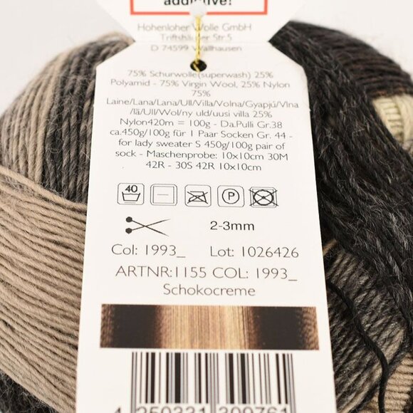 Schoppel Zauberball Yarn Virgin Wool Nylon Made In Germany 100g 420m Schokocreme - Picture 3 of 3